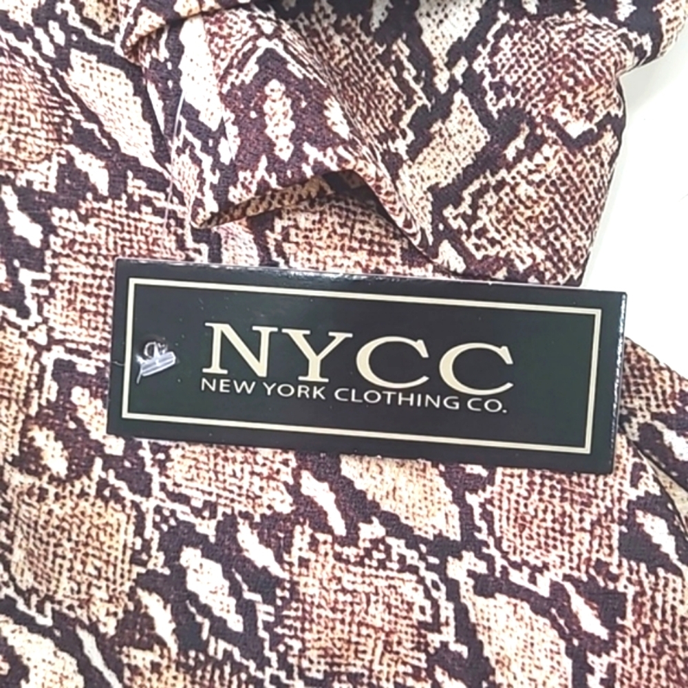NYCC Snakeskin Graphic Print Blazer Lightweight Lined Jacket Gathered Sleeve NWT - Picture 4 of 17